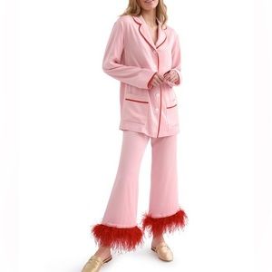 Pink & Red Sleeper Party Pajamas - Feather PJs - NWT - M